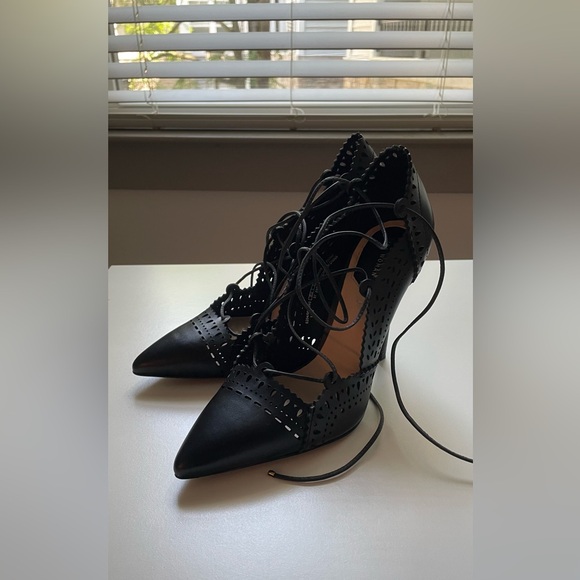 Zara Black Lace Up Heels - Picture 5 of 6